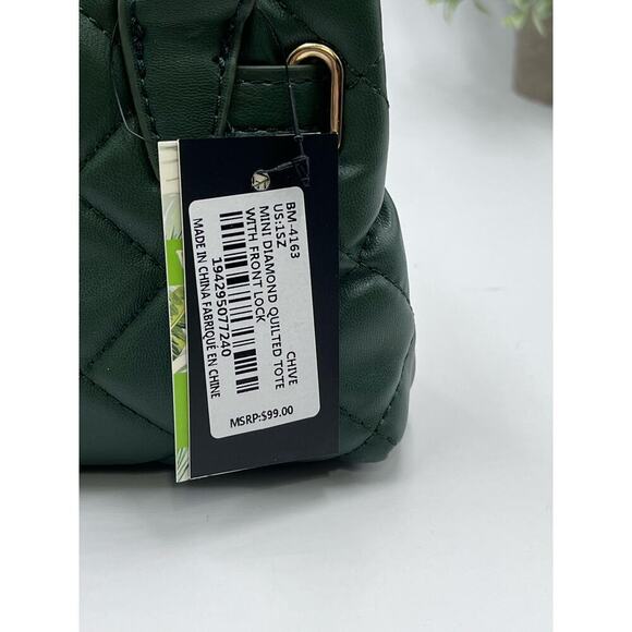 Badgley‎ Mischka BM-4163 Small Mini Quilted Tote Bag in Green Chive New - Picture 6 of 7